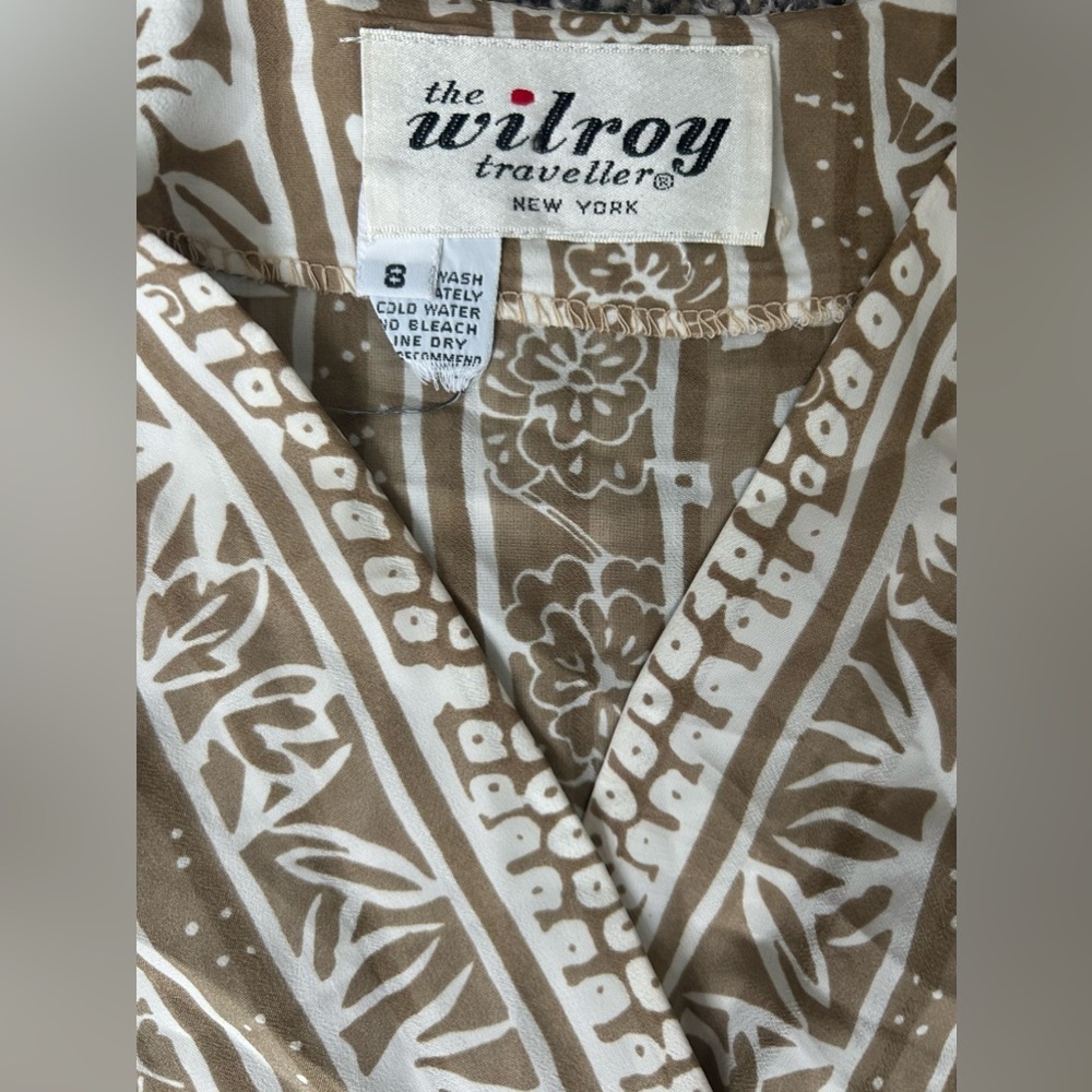 5/$25 Vintage The Wilroy Traveller NY Elegant Tan Patterned Dress size 8 - Picture 8 of 15